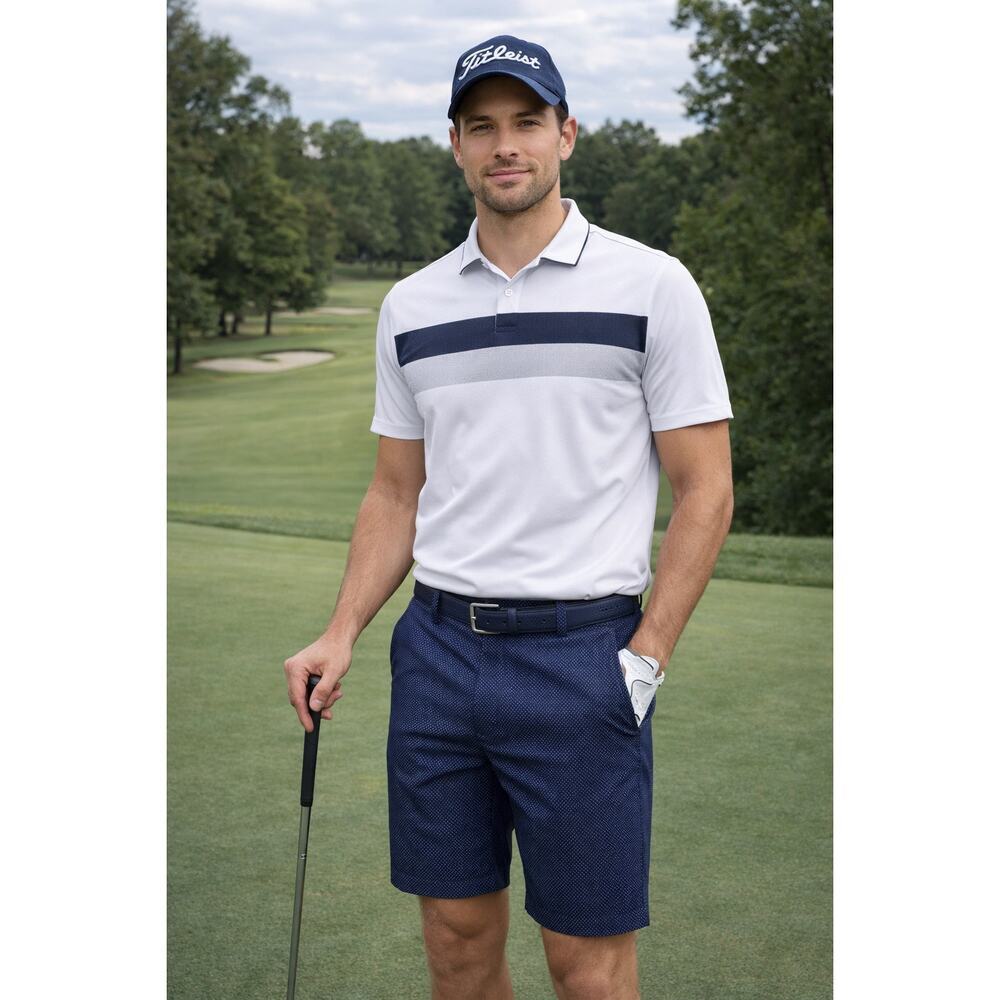 RLX Ralph Lauren Polk Dot Tailored Fit Mid Rise Golf Chino Short Blue Men's 34